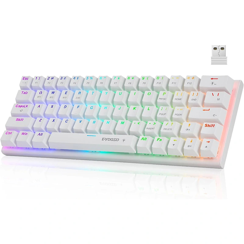 63 RGB klavišai belaidė BT 2,4 GHz tipo c mechaninė žaidimų klaviatūra