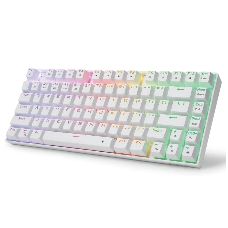 81 klavišo belaidė Bluetooth 2,4 GHz RGB mechaninė klaviatūra