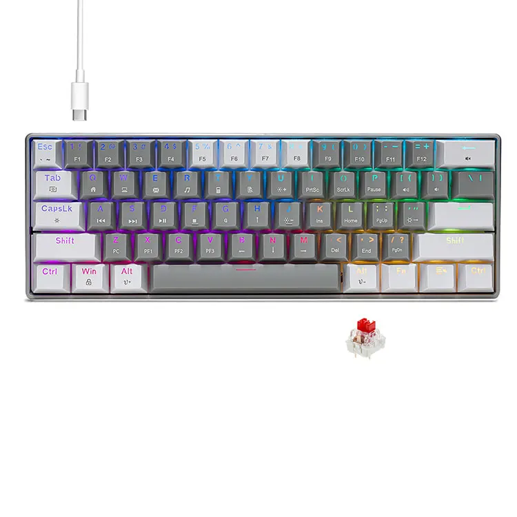 Nešiojama 60 % mechaninė laidinė žaidimų klaviatūra
