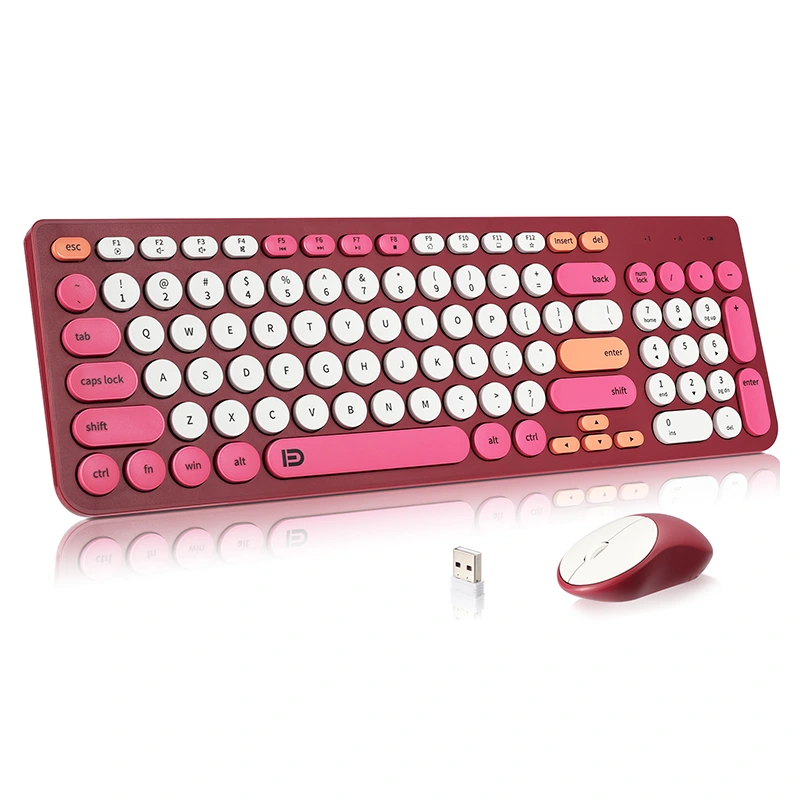 Belaidė klaviatūra ir pelės kombinacija su „Round KeyCaps 2,4 GHz“
